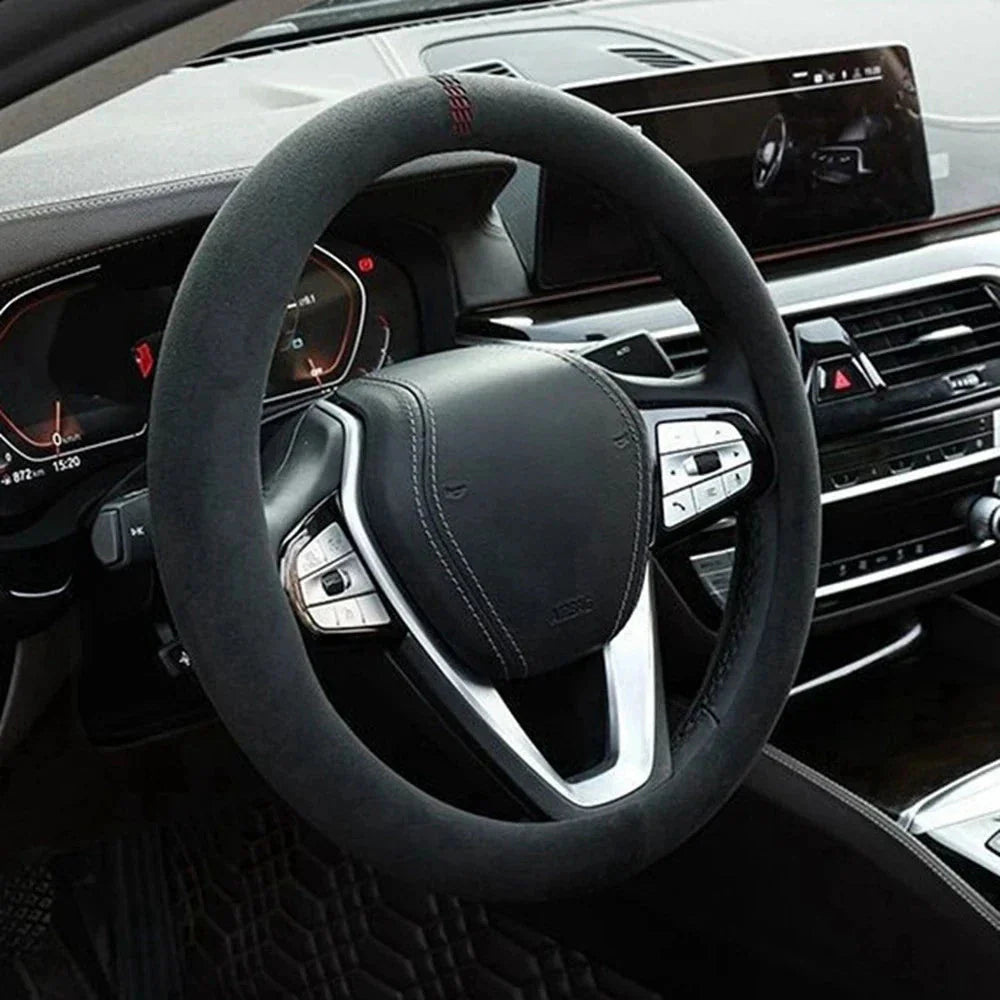 غطاء عجلة قيادة من جلد بقري فاخر AUTOSUEDE بملمس ناعم