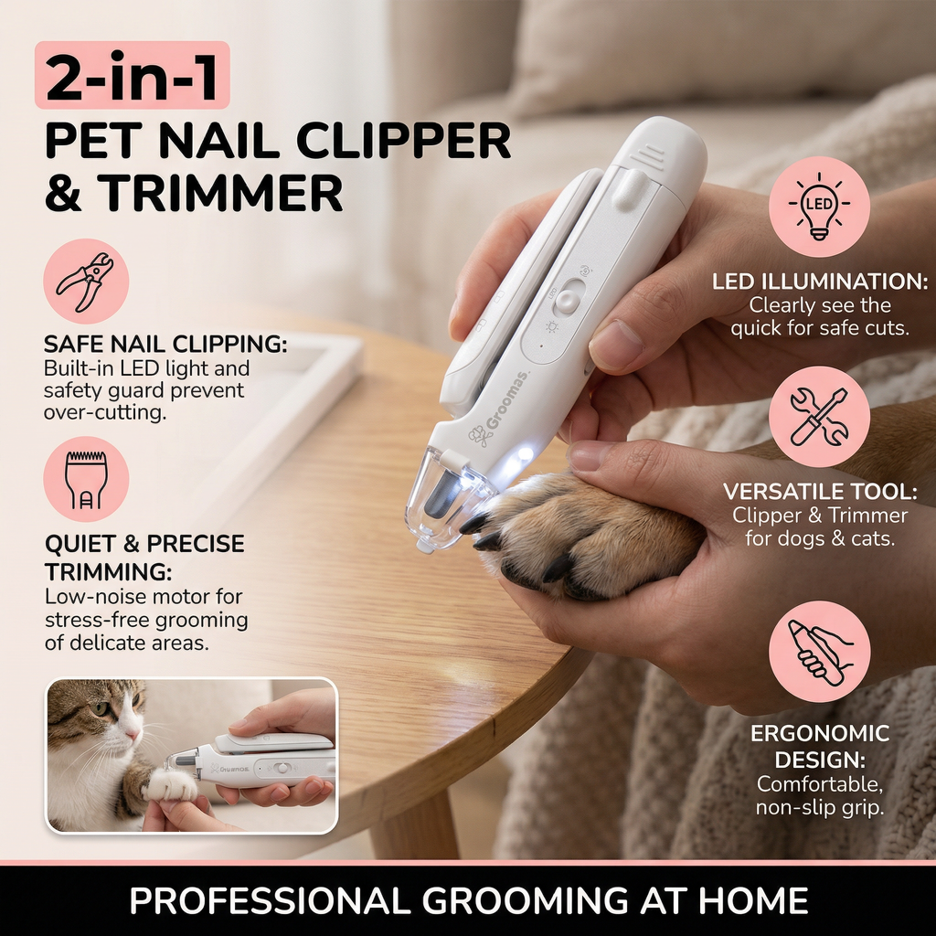LED 2-In-1 Nail Clipper And Trimmer For Dogs And Cats