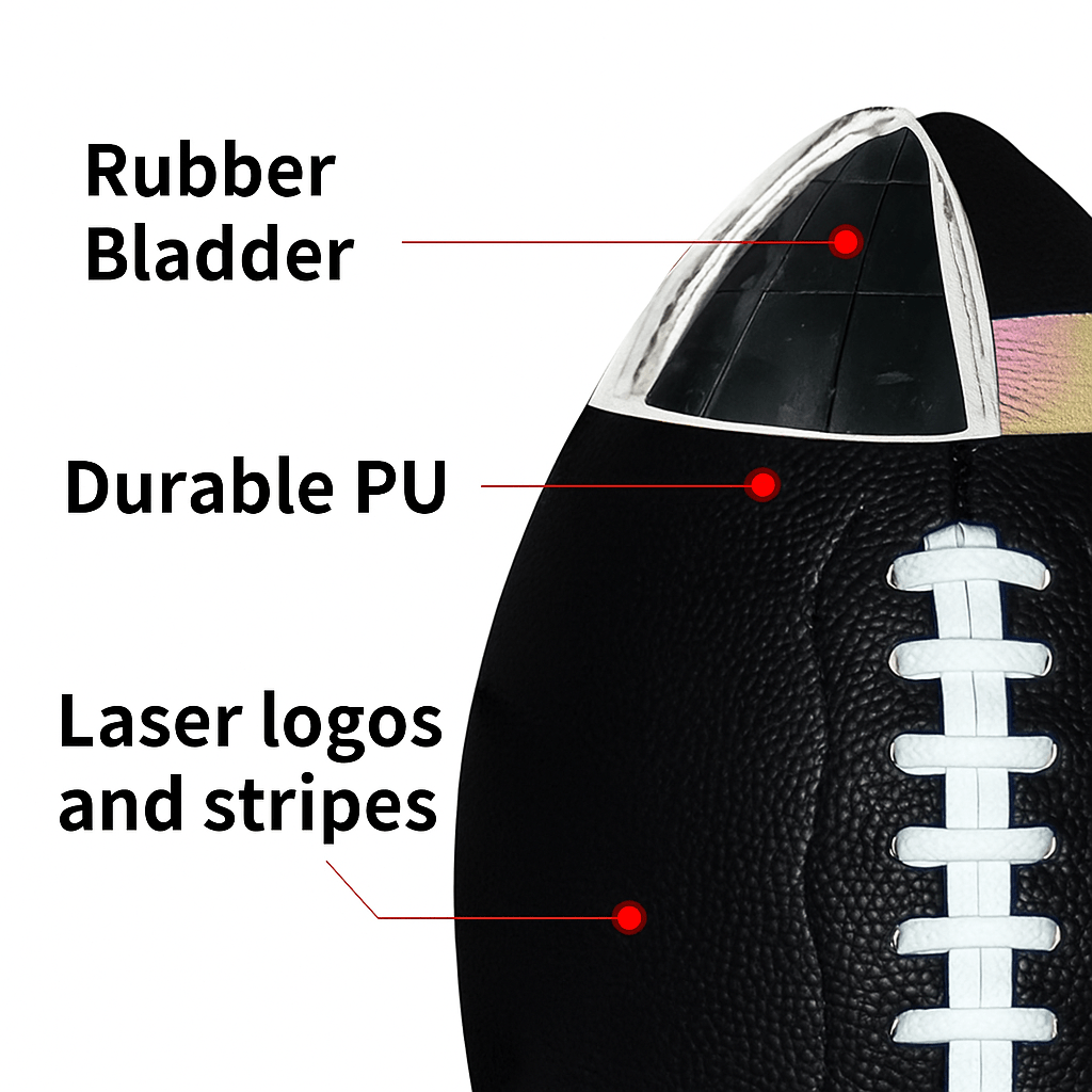 PulseGrip Rugby Topu Boyut 9 Pro Tutuş PU Deri Oyuncular İçin Antrenman ve Maçlar