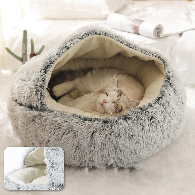 Yuvarlak Peluş Rahatlatıcı Kedi Mağarası