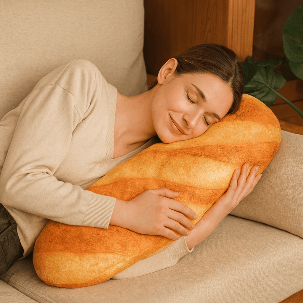 Baguettina Plyšový Polštář ve Tvaru Bagety pro Teplé Domácí Pohodlí