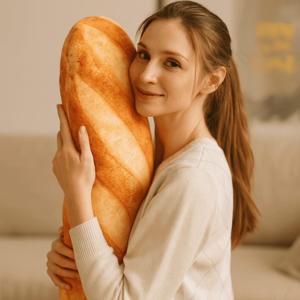 Baguettina Plyšový Polštář ve Tvaru Bagety pro Teplé Domácí Pohodlí