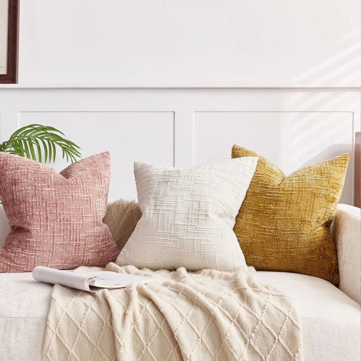 BAMBOCHEN Chenille Throw Pillow With Bamboo Texture For Elegant Home Decor