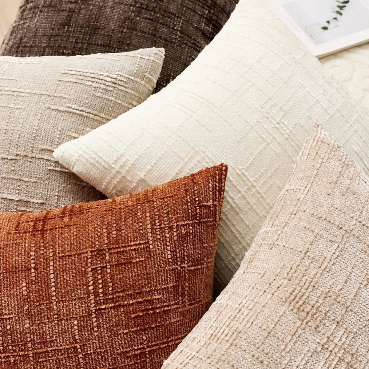 BAMBOCHEN Chenille Throw Pillow With Bamboo Texture For Elegant Home Decor