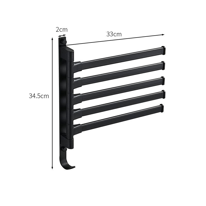 BATHARC Suport pentru prosoape cu cinci brațe și brațe rotative, finisaj negru mat