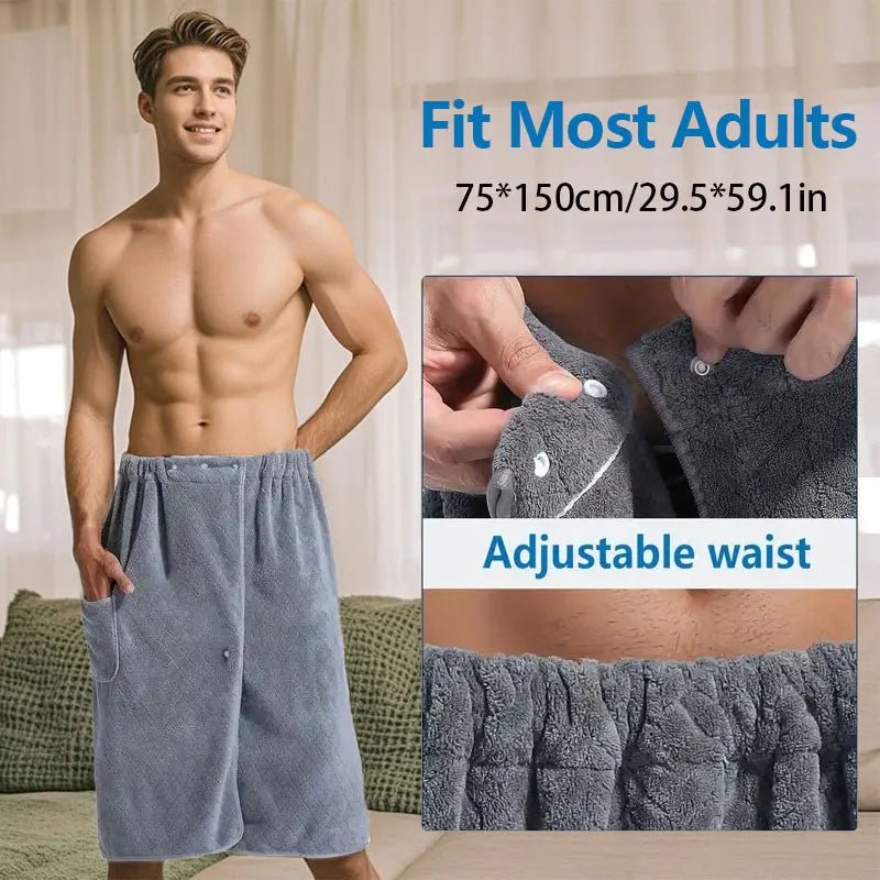 Osuškový plášť pro muže ve větších velikostech BathWrap, měkký a savý pro domácí i cestovní použití