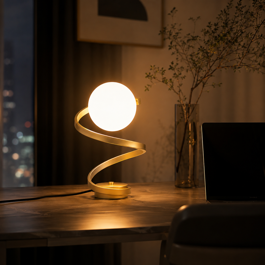 Compact 12-Inch Glass LED Bedside Lamp For Nightstands