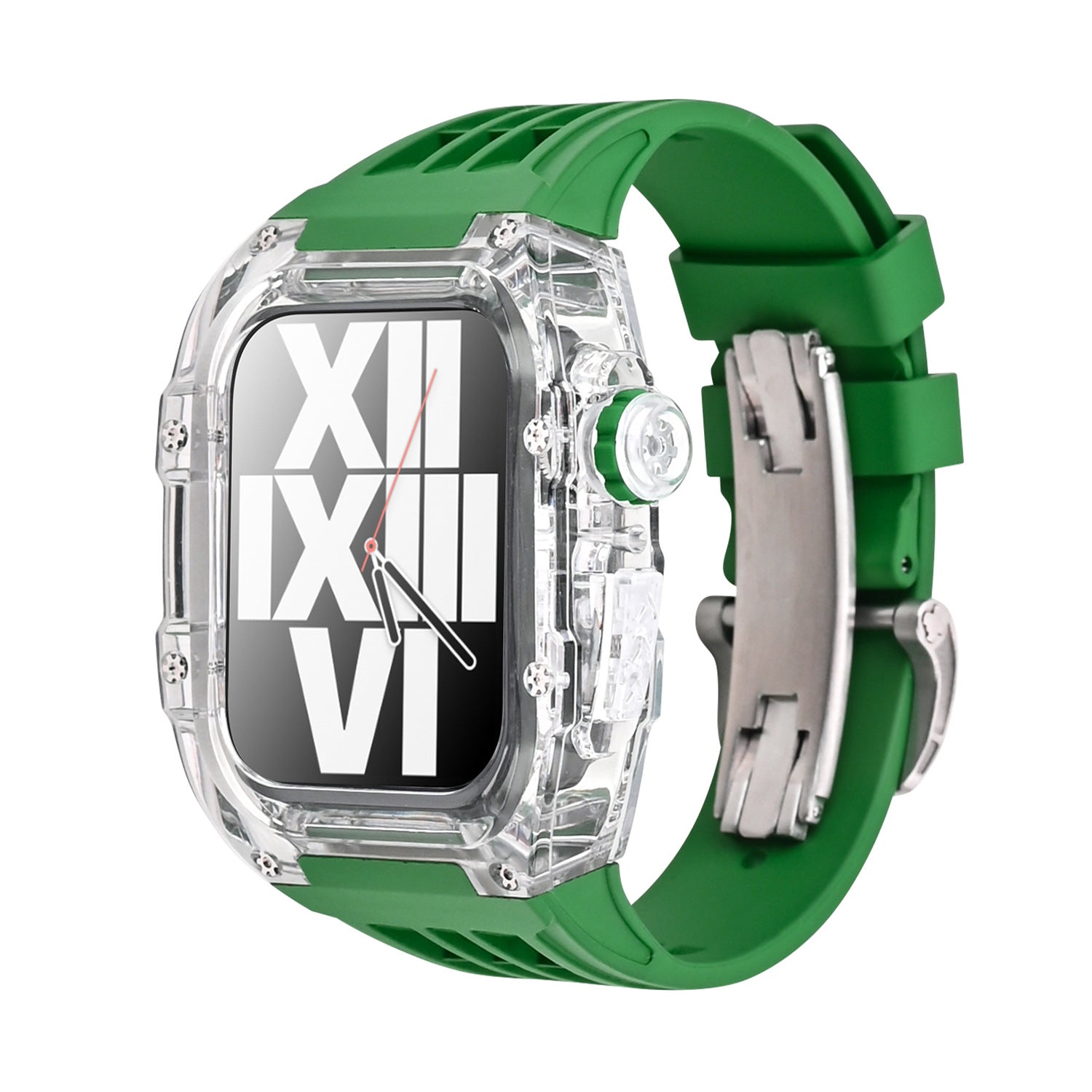 RM V30 Glacier Serisi Florokauçuk Şeffaf Kılıf Kauçuk Bant Mod Kiti Apple Watch için