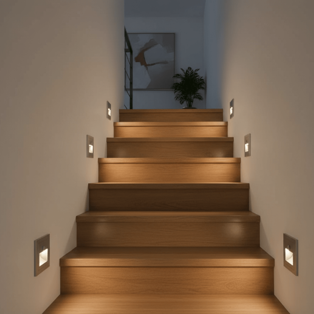 NovaGlow LED vegglampe med bevegelsessensor for sikre trapper og ganger