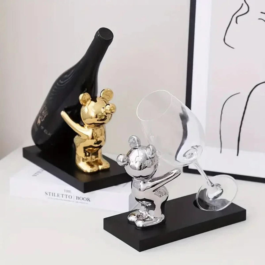 Porte-bouteilles en céramique Bearwine avec design d'ours mignon