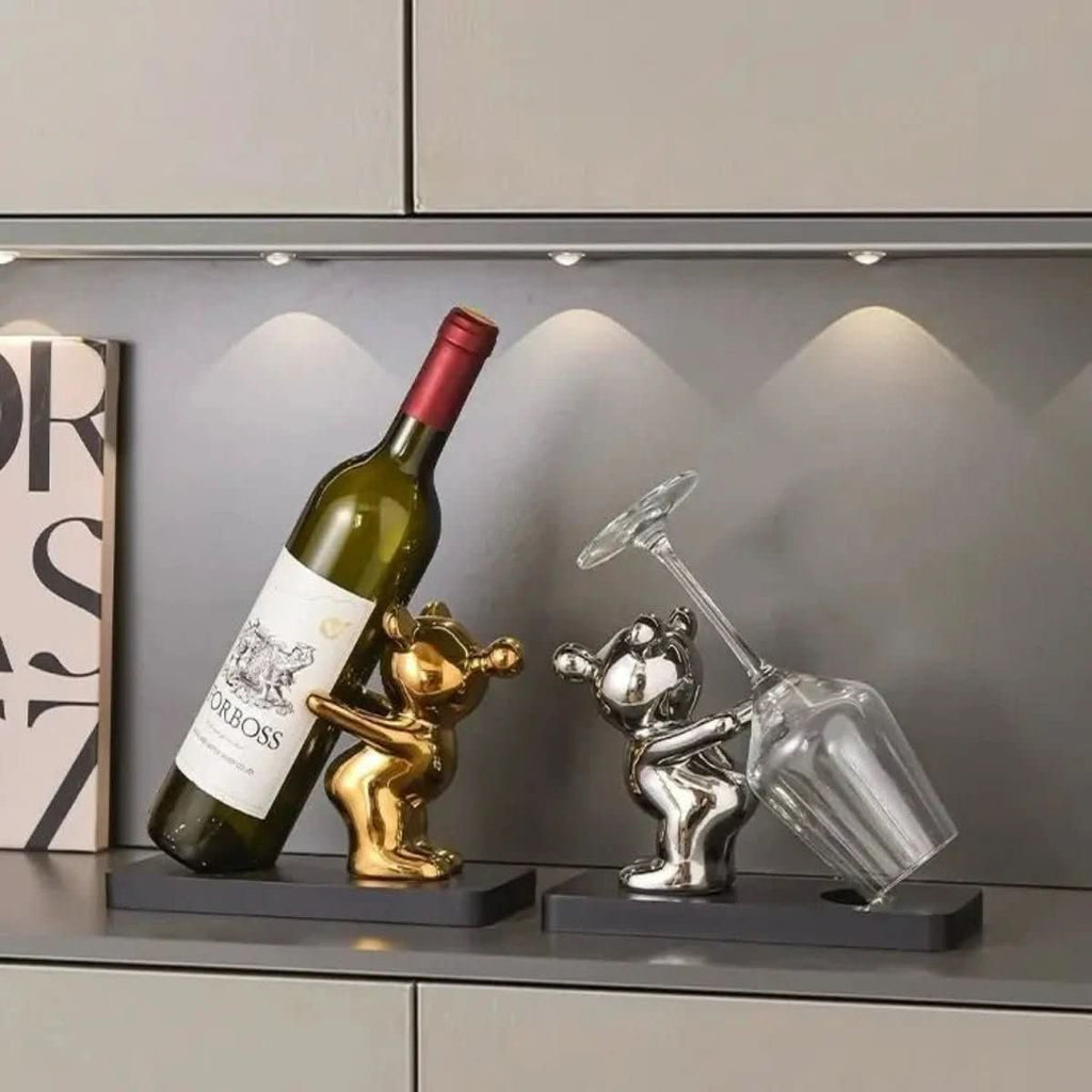 Porte-bouteilles en céramique Bearwine avec design d'ours mignon