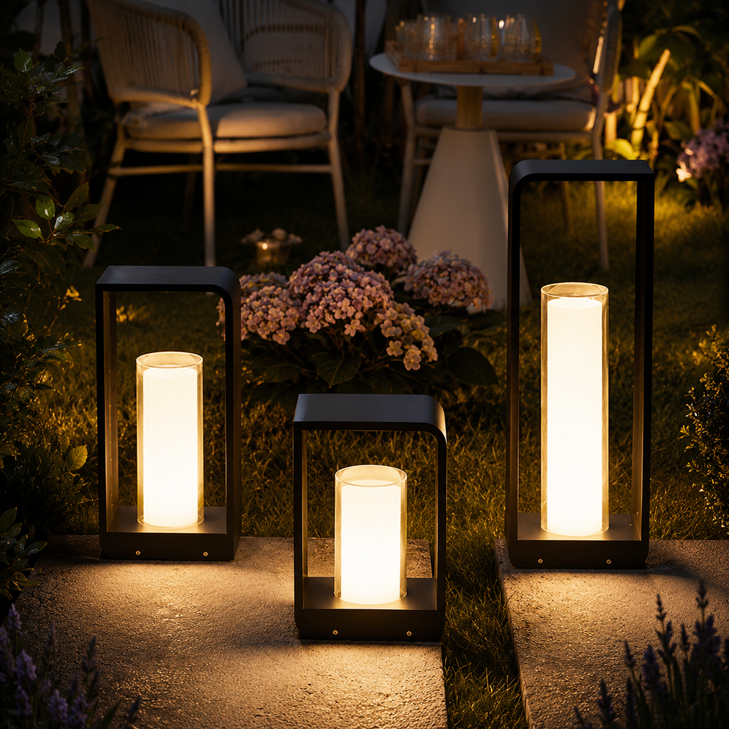 Compagnien Square LED landskapsbelysning med markspjut för gångvägar
