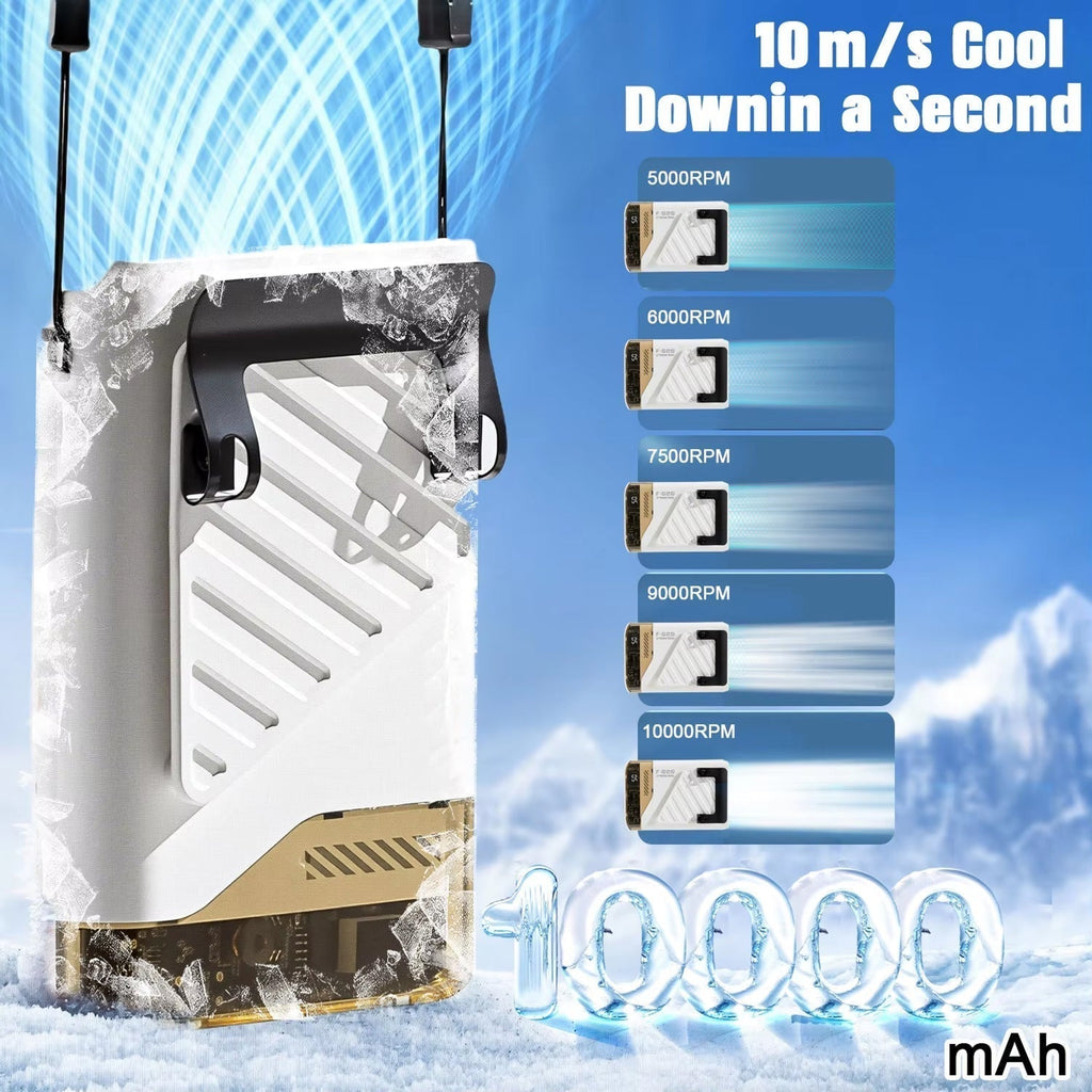 CycloFani Bel Fanı 10000mAh Batarya, Saniyede 10 Metre Rüzgar, 5 Hız Ayarı