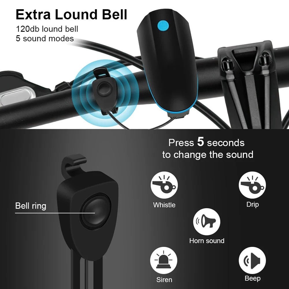 BIKEALERT Lampe de vélo rechargeable avec klaxon pour une conduite plus sûre