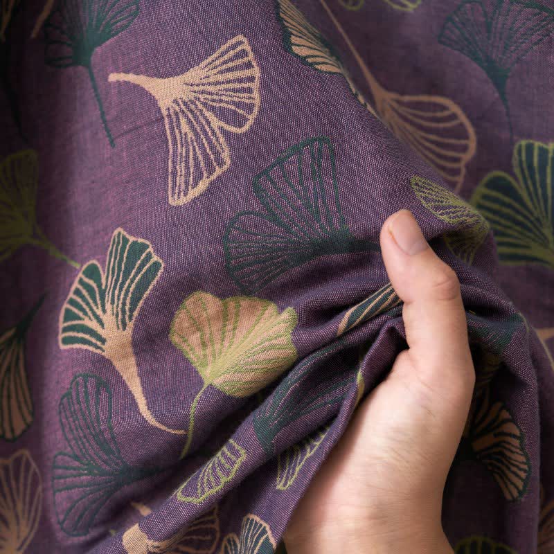 BILORAE Ginkgo bavlněný župan s kimono siluetou pro prodyšné pohodlí