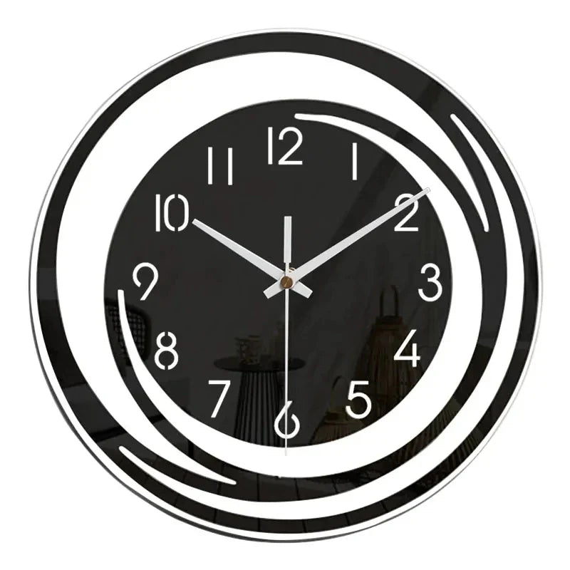 BLACKHOUR Snygg svart väggklocka med tyst gång