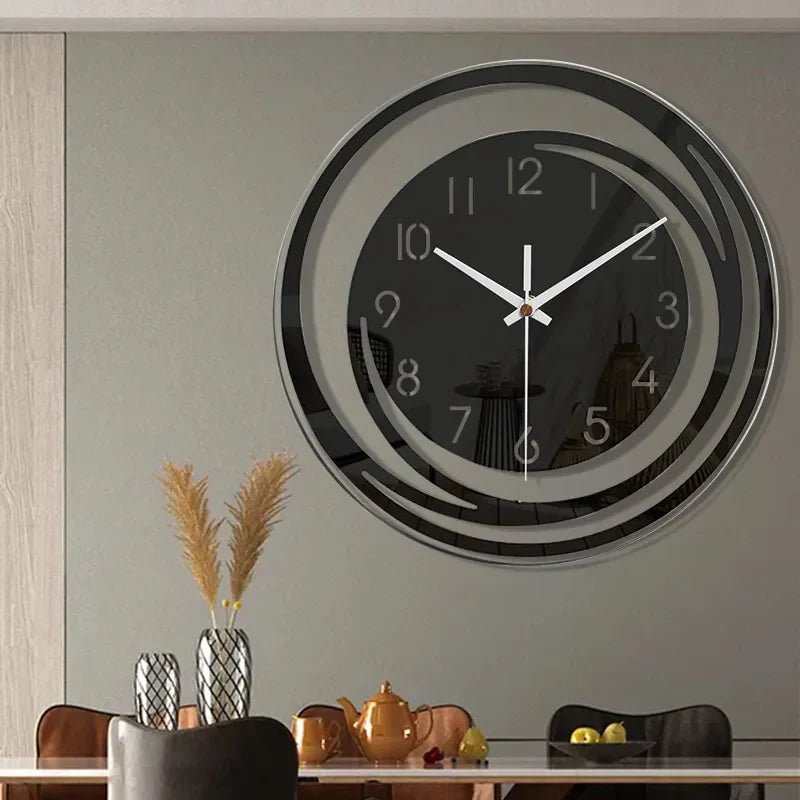 BLACKHOUR Snygg svart väggklocka med tyst gång