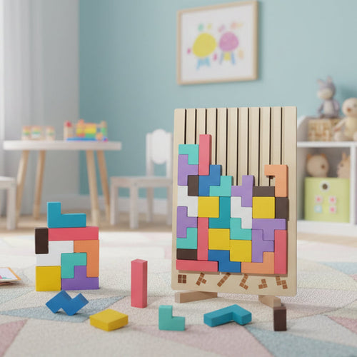 BLOCKWISE Wooden Tetris Stack Toy To Learn And Play