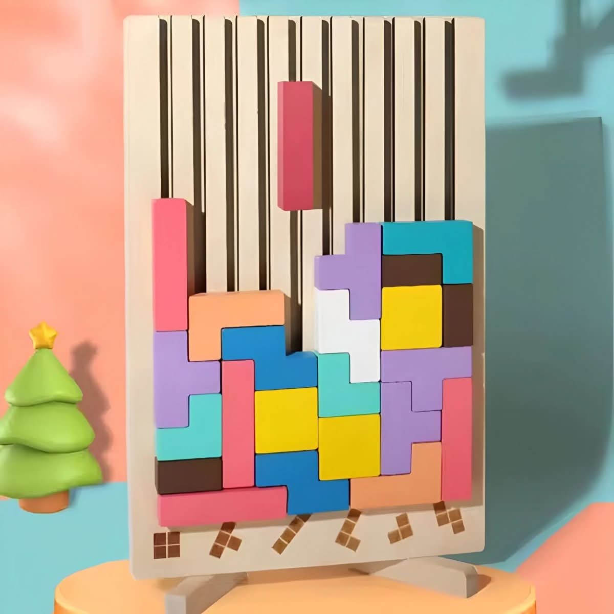 BLOCKWISE Trä Tetris Stapelleksak för att Lära och Leka