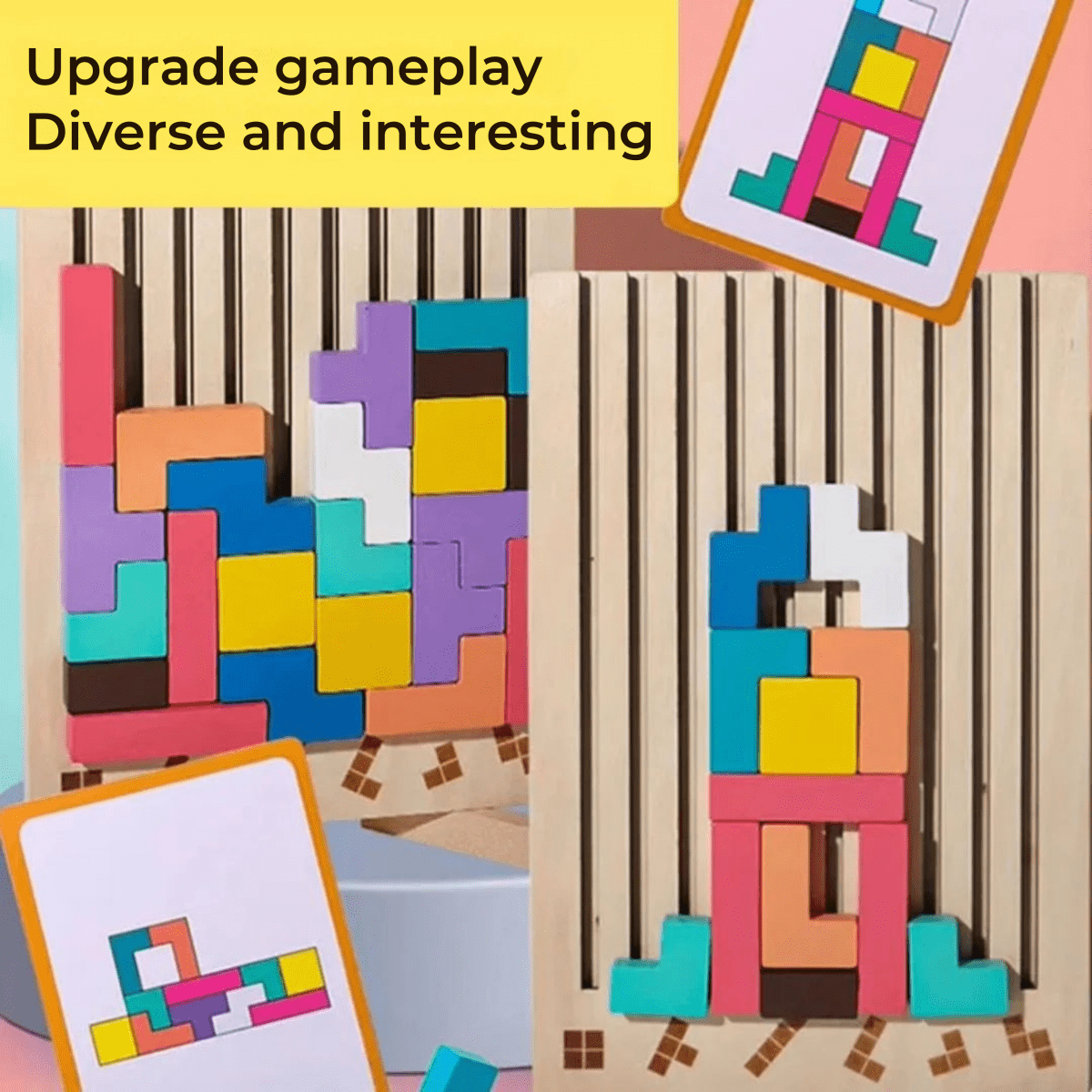 BLOCKWISE Trä Tetris Stapelleksak för att Lära och Leka