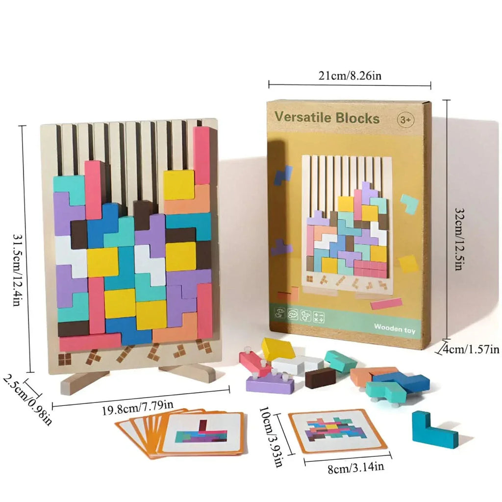 BLOCKWISE Trä Tetris Stapelleksak för att Lära och Leka