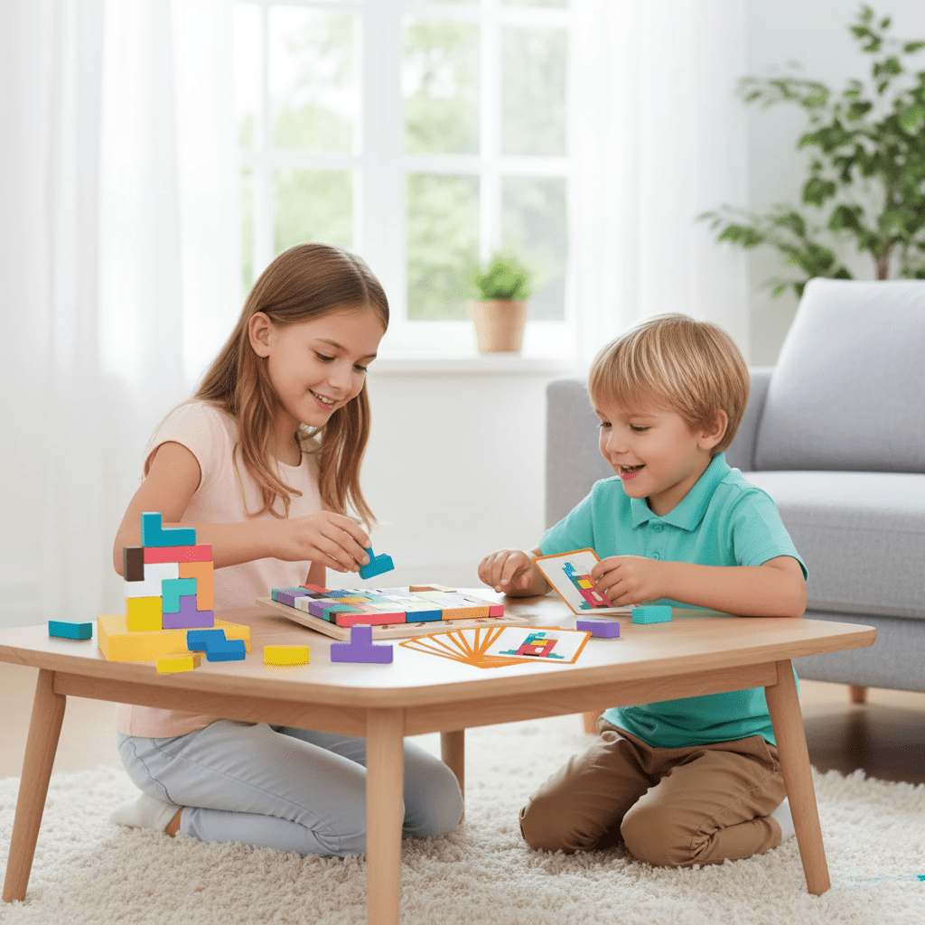 BLOCKWISE Trä Tetris Stapelleksak för att Lära och Leka