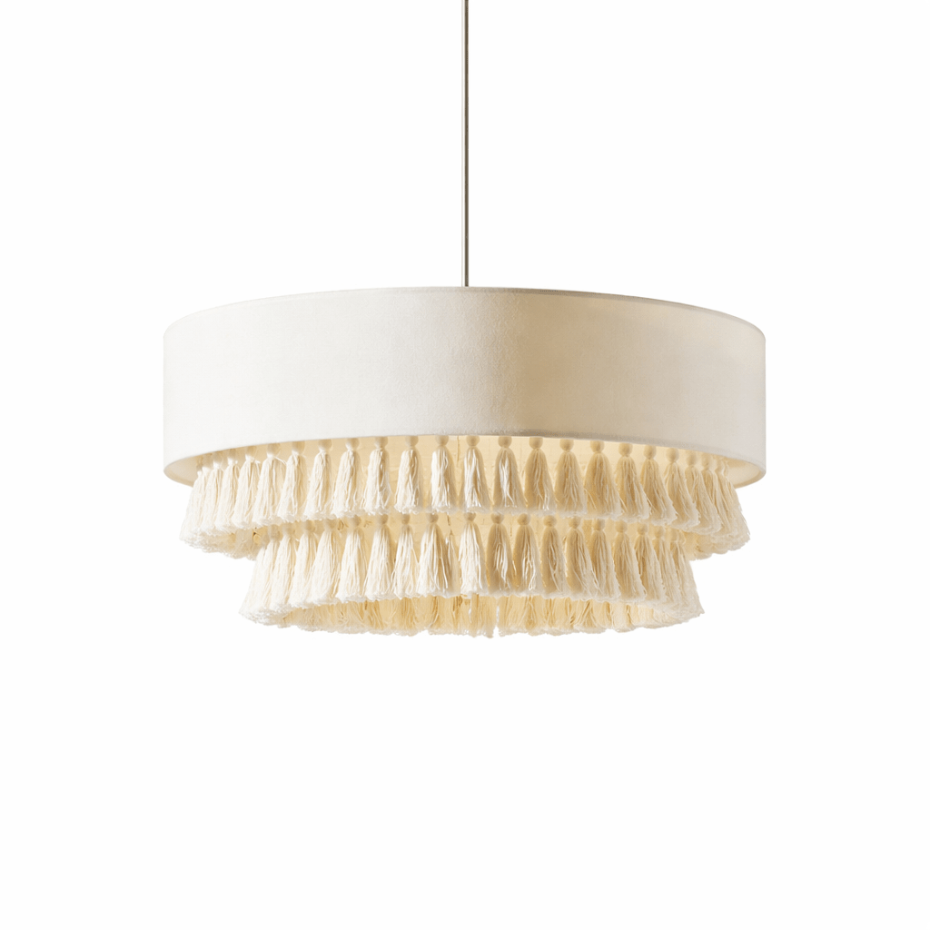 Boho Hamp Tau Lysekrone Med Rattan Dusker For Spisestue