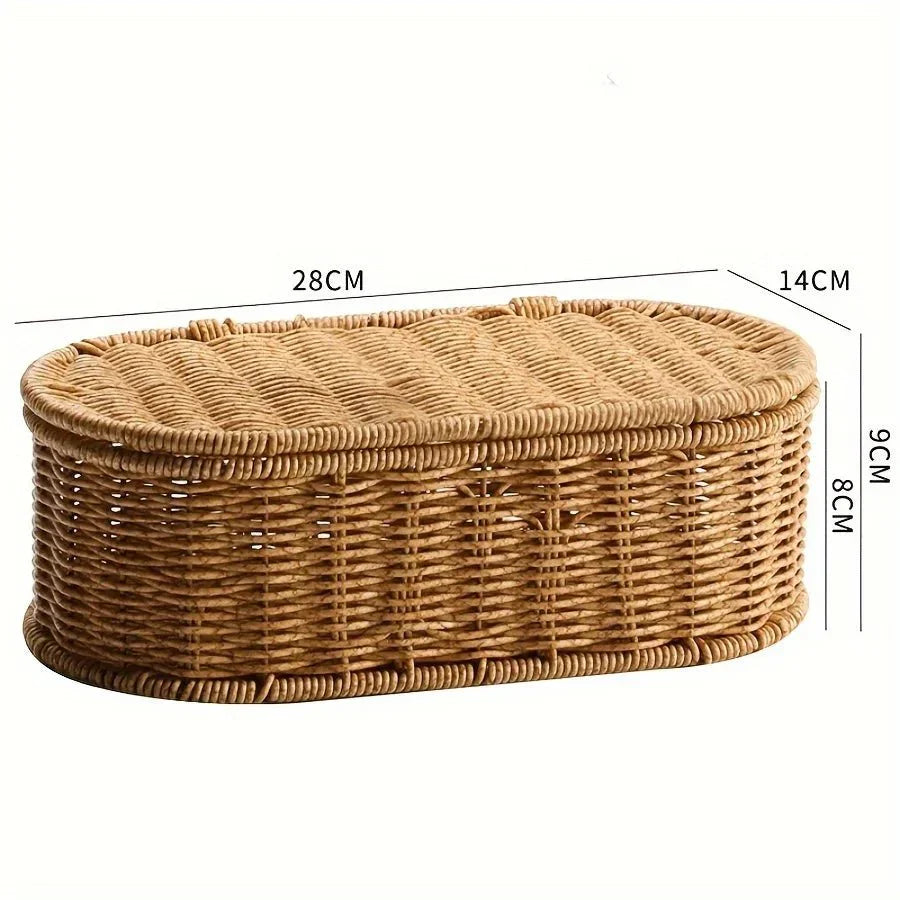 BOHOVINE Boho Imitation Rattan Basket For Stylish Home Organization