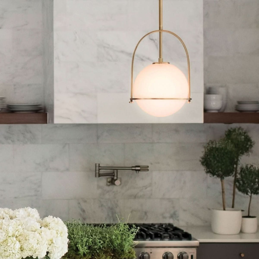 BRILLERA Adjustable Pendant Light With Opal Glass Shade