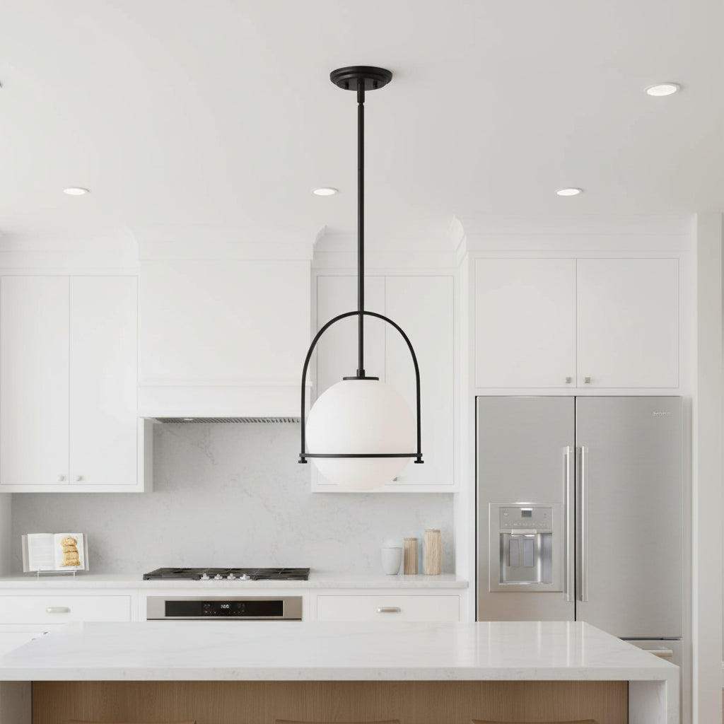 BRILLERA Adjustable Pendant Light With Opal Glass Shade