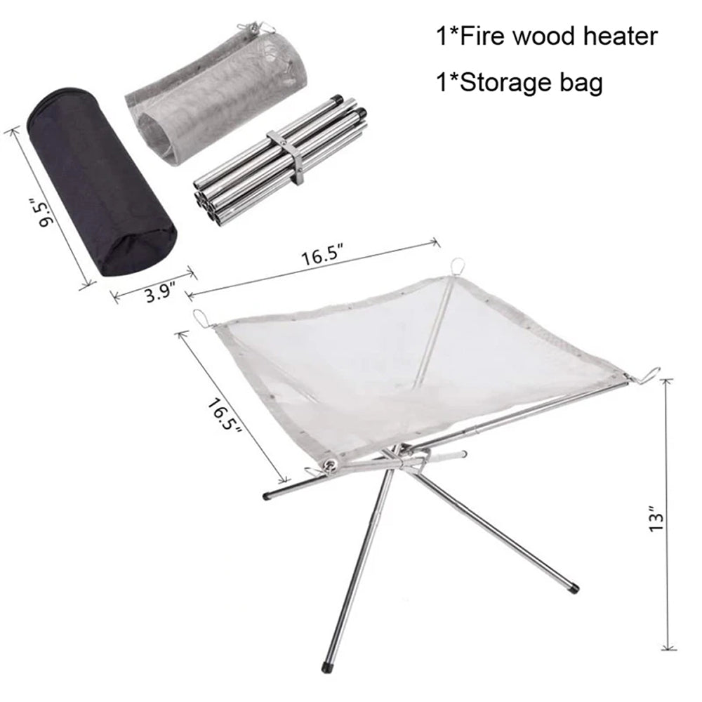 Braciere portatile in acciaio inox per campeggio all'aperto
