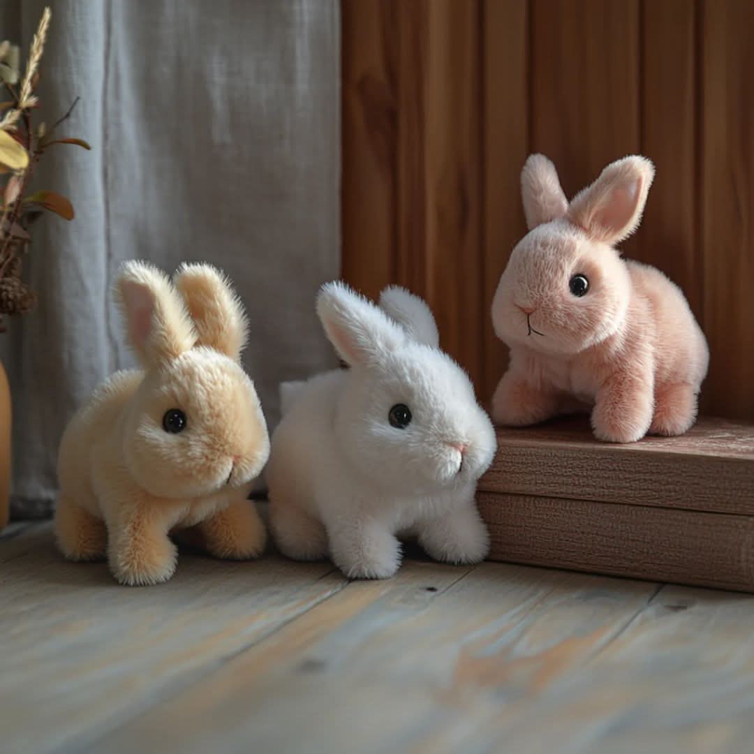 Jouet en peluche lapin sautillant réaliste BunnyLoom pour enfants
