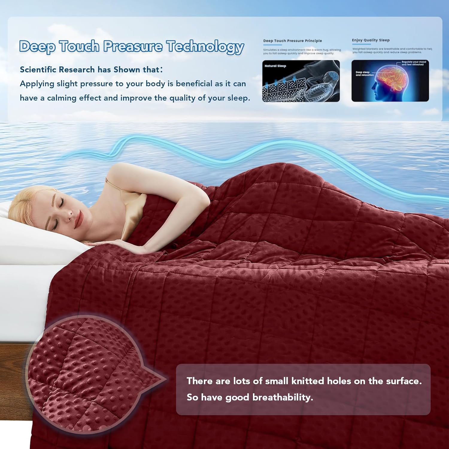 Manta con peso Cozy Comfort de puntos con microfibra refrescante para suavidad en todas las estaciones
