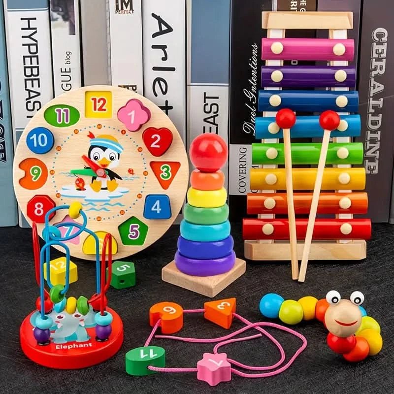 Zestaw Montessori BrightNest Pięć w Jednym dla Niemowląt od 6 Miesięcy – Kreatywna Nauka