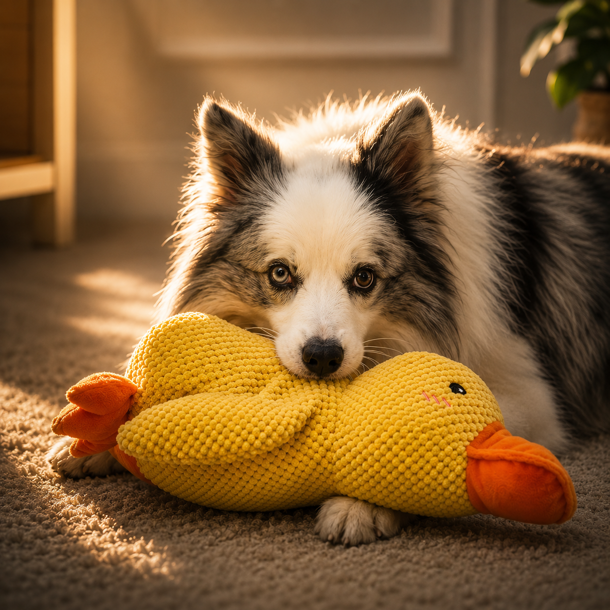 Durable Calming Duck Squeaky Plush Toy For Energetic Dogs