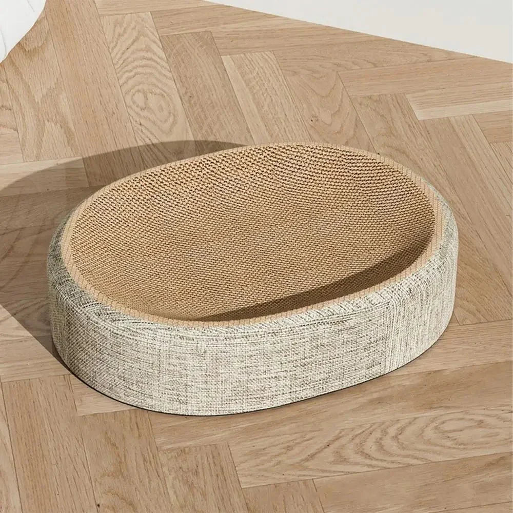CATLOOM Oval Cat Bed With Durable Sisal Scratching Surface And Cozy Cushion