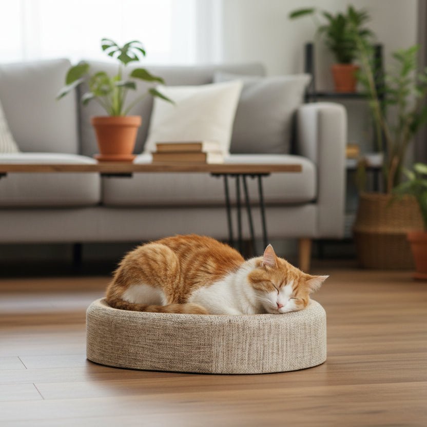CATLOOM Oval Cat Bed With Durable Sisal Scratching Surface And Cozy Cushion