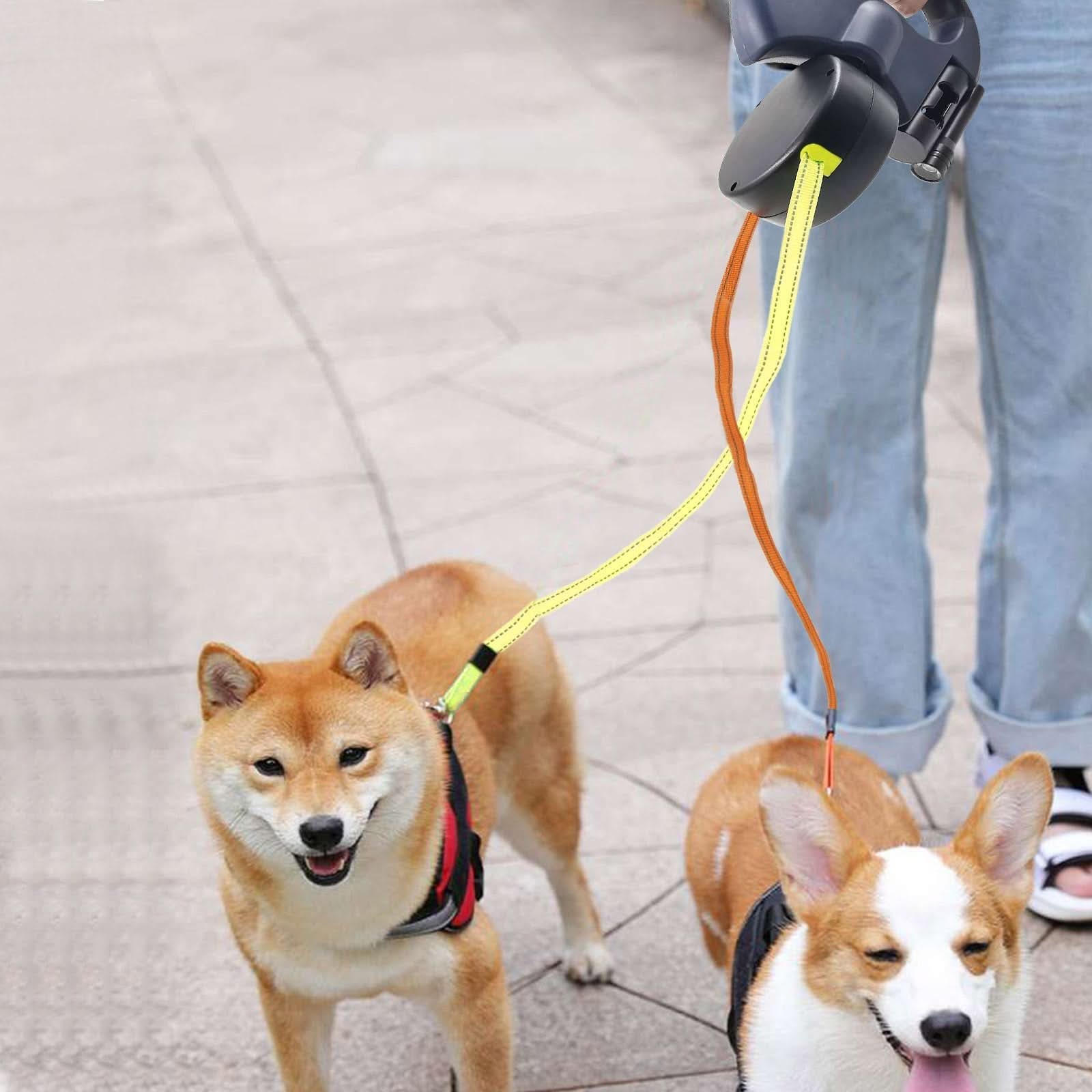 TrailMate Duo İki Köpekli Entegre Fenerli Geri Çekilebilir Tasma