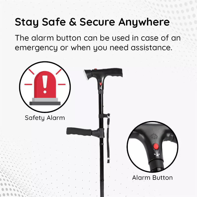 Foldable LED Walking Cane With Adjustable Height And Non Slip Base