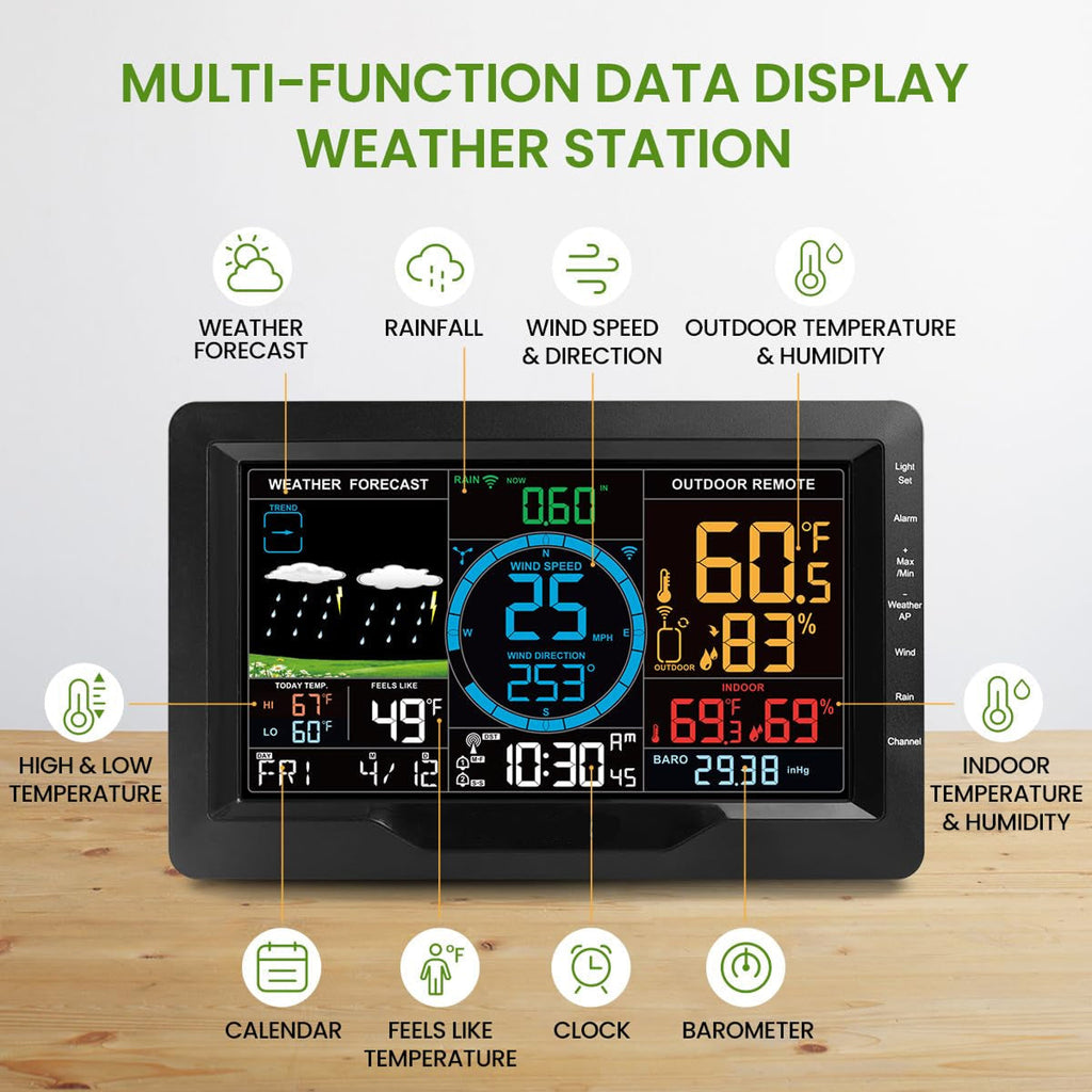 Pro 8-in-1 kabellose Wetterstation für zu Hause zur lokalen Wetterdatenerfassung