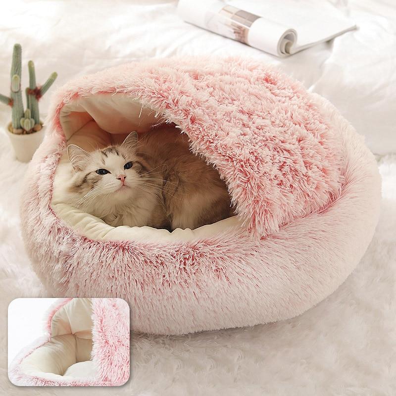 Yuvarlak Peluş Rahatlatıcı Kedi Mağarası