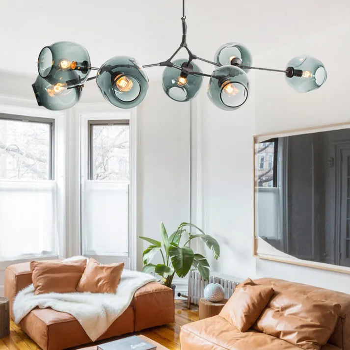 BubbleLight – závěsná lampa Sputnik s skleněnými bublinami