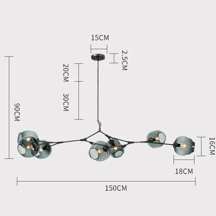 BubbleLight – závěsná lampa Sputnik s skleněnými bublinami