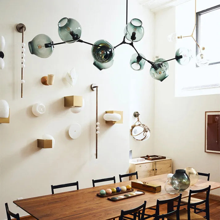 BubbleLight – závěsná lampa Sputnik s skleněnými bublinami