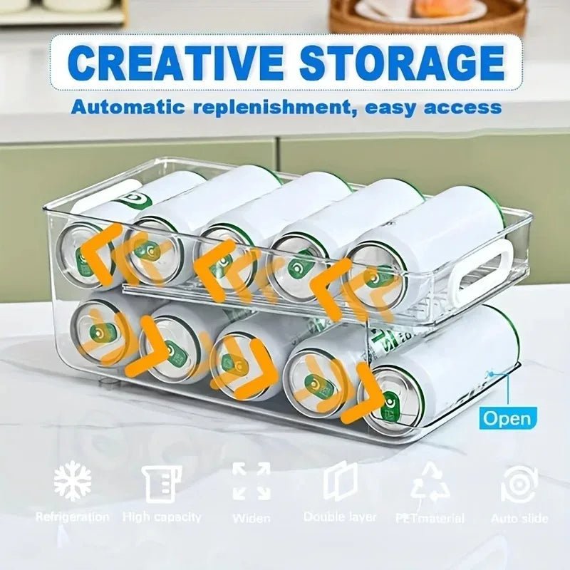 CHILLTIER Two-Tier Can Dispenser for Neatly Organizing Refrigerators