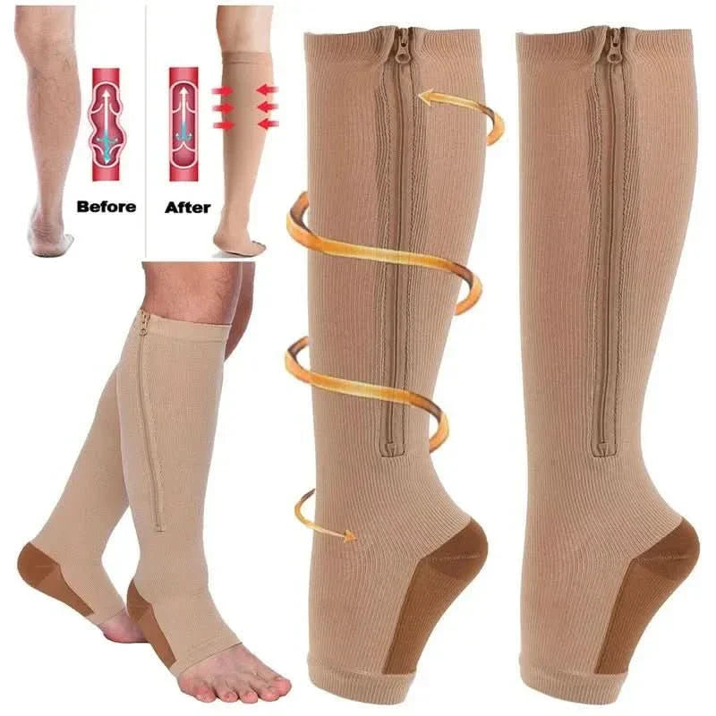 CIRCULOFLEX Open Toe Zip Compression Socks 20-30 mmHg
