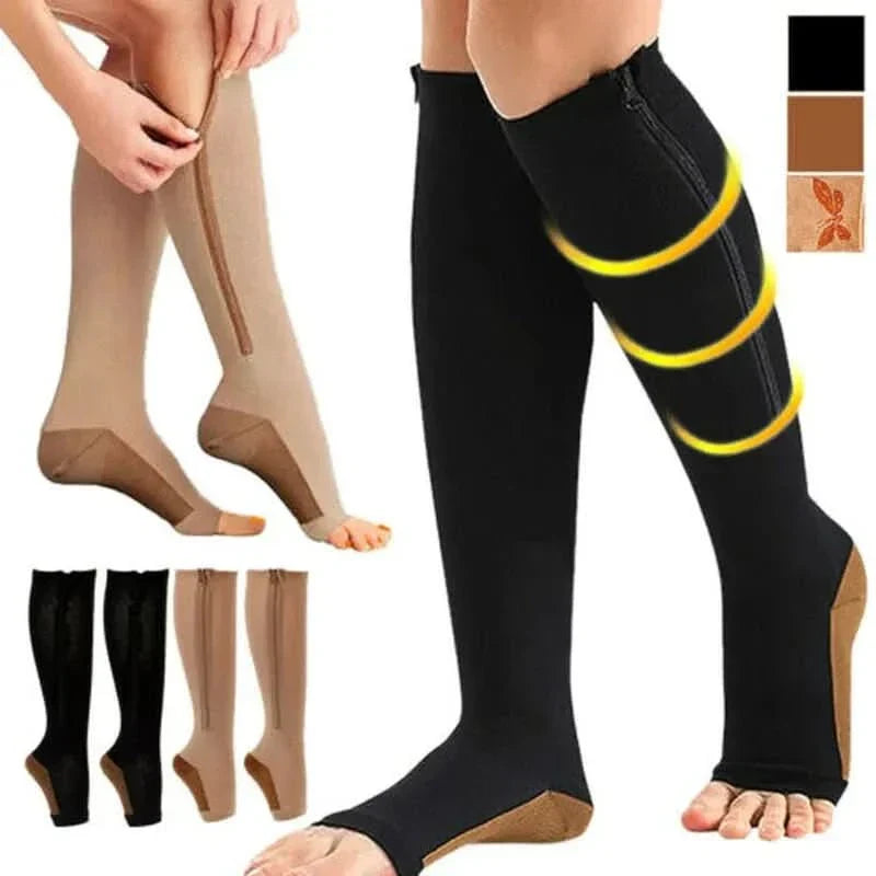 CIRCULOFLEX Open Toe Zip Compression Socks 20-30 mmHg