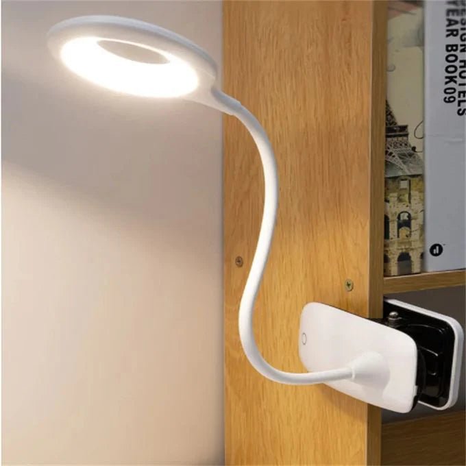 ClipGlow stmívatelná čtecí lampa s klipem, flexibilním krkem a USB LED