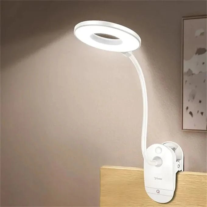 ClipGlow stmívatelná čtecí lampa s klipem, flexibilním krkem a USB LED