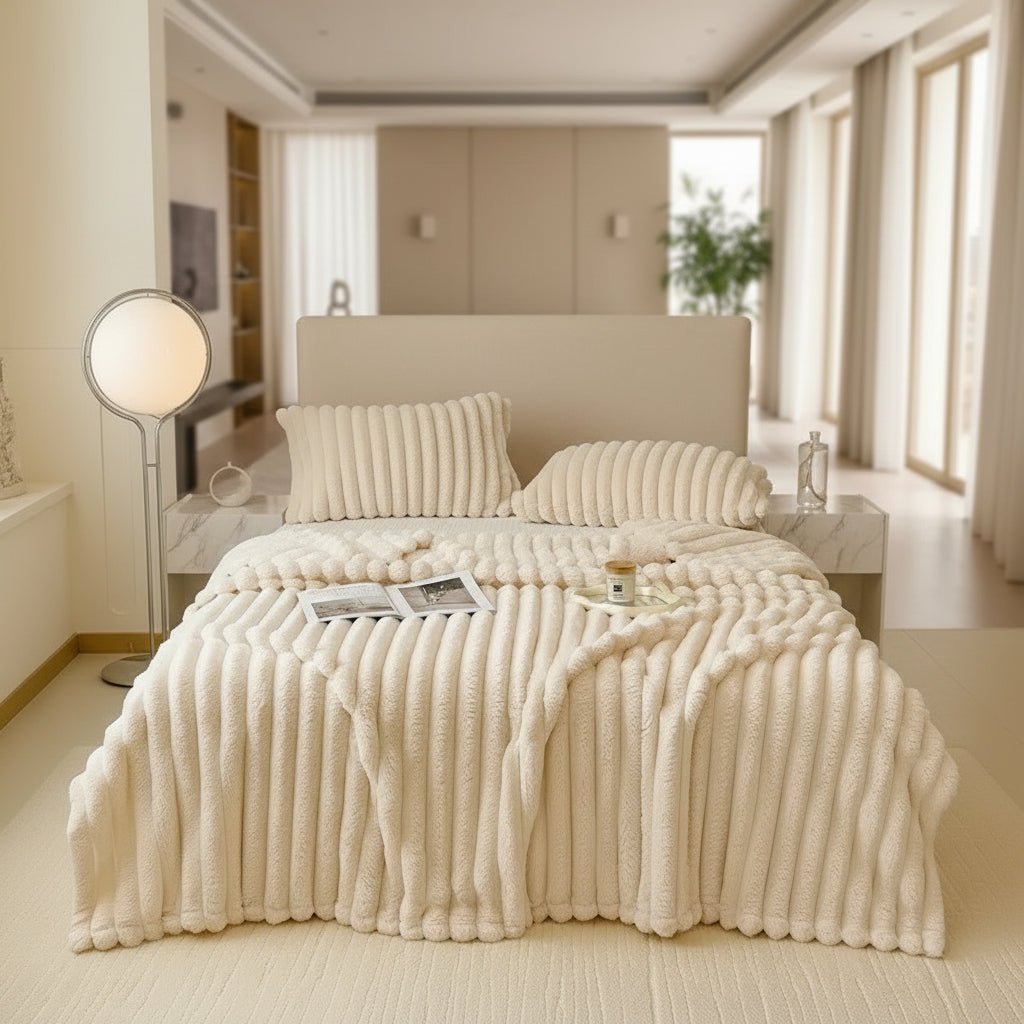 CLOUDBUN Cozy Faux Fur Blanket For Sofa And Bed Set